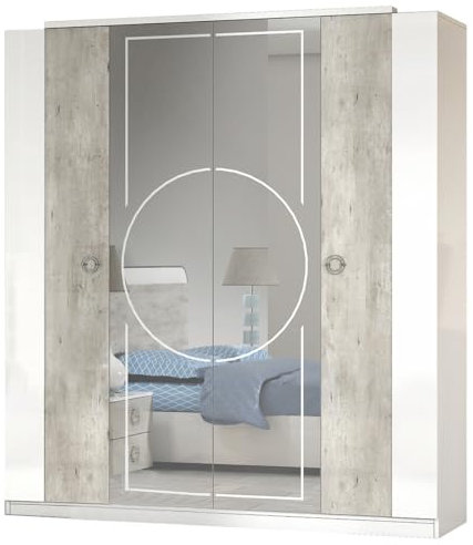 AltoBuy Goya - Armoire 4 Portes avec Miroir Central