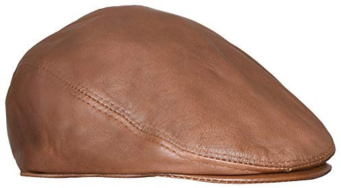 Men's Tan Real Soft Leather Ivy Beret Newsboy Gatsby Golf Cabbie Flat Cap Hats M