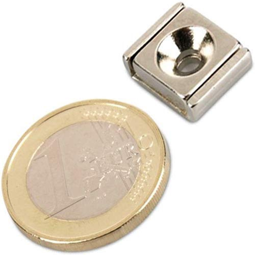 Neodym Magnet zum Anschrauben rechteckig extra stark - 4 kg - mit Senkbohrung - Starke Quader-Magnete 15mm lang mit Loch/Bohrung und Senkung für Büro Haushalt Werkstatt - 5 Stück