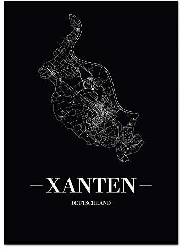 JUNIWORDS Stadtposter - Wähle Deine Stadt - Xanten - 21 x 30 cm Poster - Schrift A - Schwarz