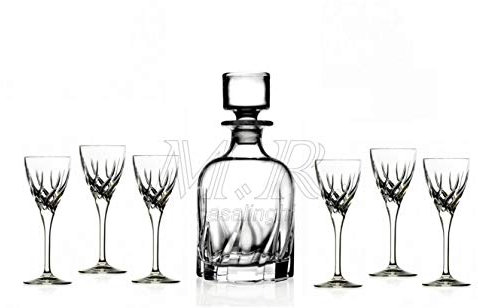 MRcasalinghi Set CALICI E Bottiglia LIQUORE Cristallo LUXION 7 Pezzi Trend