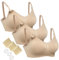 HOFISH Confezione da 3 reggiseni per allattamento senza cuciture, taglie S-XXL, con estensori e clip extra, 05 Tinta unita: Beige X 3, M