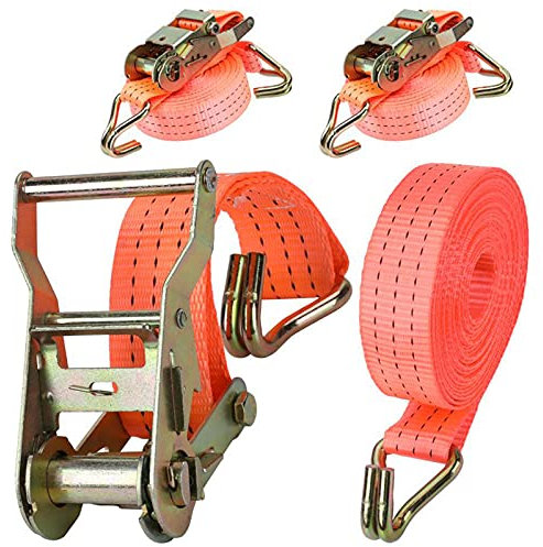 Miilovdora 2 x 2000 kg Zurrgurte mit Ratsche, 6m x 38mm, orange, für Motorrad & PKW, Polyester