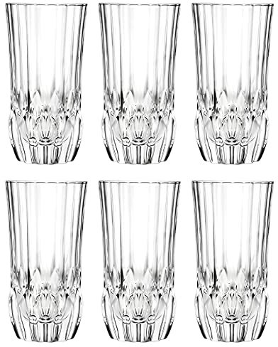 Highball – Set di 6 bicchieri Hiball – Bicchiere di cristallo – Splendidamente progettato – per acqua, succhi, vino, birra e cocktail – 382,7 g – Made in Europe