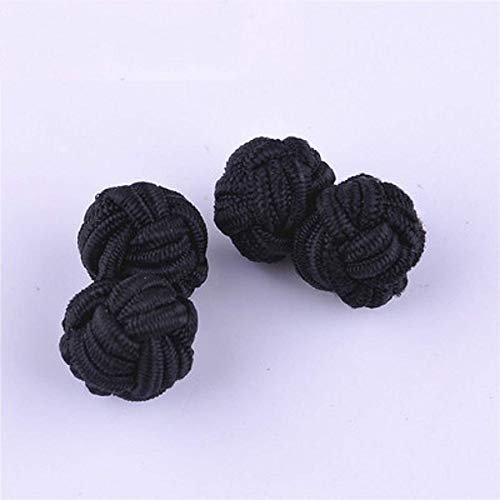 ZHONGJIUYUAN Manschettenknöpfe, 100 Stück, 10 mm, schwarz, elastischer Stoff, Seidenknoten