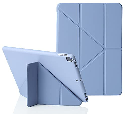 MuyDoux Funda para iPad 10,2 Pulgadas 9ª 8ª 7ª Generación (2021/2020/2019), Carcasa Origami iPad 9 8 7, Tapa Sedosa y Trasera Suave, 5-en-1 Múltiples Ángulos de Visión, Auto Sueño/Estela, Gris Azulado