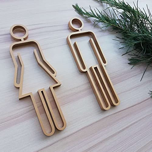 MZY118 Cartello per WC uomo e donna, simbolo bagno e bagno (oro)