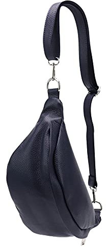 SH Leder ® echt Leder Hüfttasche Damen Herren Unisex Gürteltasche für Festival Reise Bauchtasche mittelgroße Crossbody Bag Frauen Ledertasche 32x17cm Marie G528 (Dunkelblau)