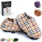 Mikrowellen Hausschuhe - Wärmehausschuhe - Aufheizbare Pantoffeln Damen und Herren mit Waschbarem Bezug, 100% Baumwolle und Lavendelduft (Oxford, L/XL)