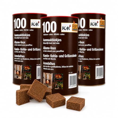 KM Firemaker 100 Grill- und Kaminanzünder aus Naturholz mit Wachs in Dose Art. 250 (3)