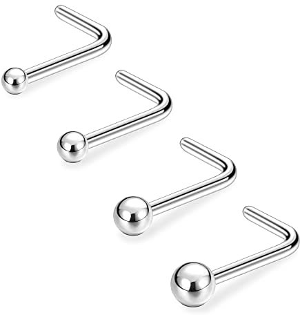 20G 1.5mm 2mm 2.5mm 3mm 3.5mm 4mm Nose Rings, 4-12Pcs Clear Diamond CZ Nose Studs Nose Piercings Jewellery