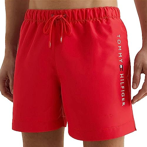 Tommy Hilfiger Pantaloncino da Bagno Uomo Medium Drawstring Lungo, Rosso (Primary Red), L