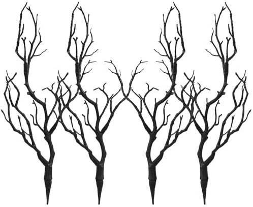 LIFKOME Artificial Antler Dried Tree Branches Art Witch Antler Branch Decorative Plant Twigs Plastic Dry Branches Decor for Wedding Halloween Party Home Supplies Black 4pcs