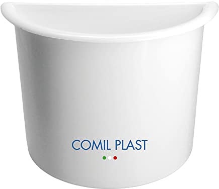 Comil Plast | Portafiori Interno in plastica per Vaso da cimitero Mezzaluna Colore Bianco | Lato 16 cm, Altezza 14 cm.