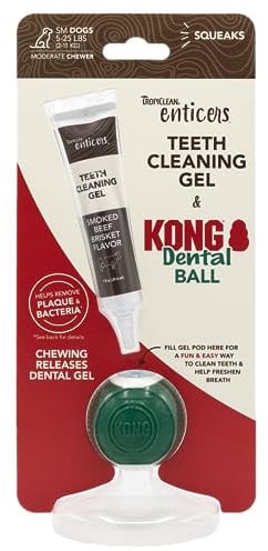 TropiClean Enticers - Kit de Bolas dentales para Perros pequeños, Sabor a pechuga de Res ahumada