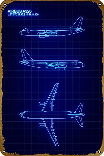 CHUUIIGO AIRBUS A320 Plakat Poster Metall Blechschild 20,3 x 30,5 cm Vintage Retro Wanddekoration