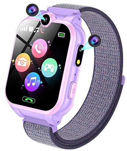 PTHTECHUS Smartwatch Kinder - 1.68'' Uhr Telefon für Mädchen Jungen mit Anruf, SOS, 18 Spiele, Musik, Kamera, Wecker, Taschenlampe, Kinderuhr Telefonieren Smart Watch Kids Geschenk