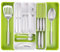 nuovva Cutlery Drawer Organiser – Adjustable Utensil Tray for Drawers – Expandable Cutlery Set Holder – Compact Drawer Divider for Knives, Forks and Spoons – White & Lime Green