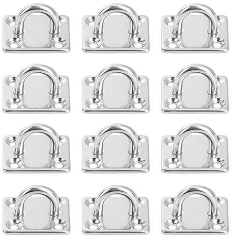 SAIJIAN 12 Pièces Platine Oeil INOX M5 Platine Ancrage INOX 304 Crochet Oeillet Plaque a Oeillet Carré Crochets de Plafond Support Anneau Mural pour Accrocher des Objets Crochets de Fixation