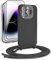 DiDaDi Handykette kompatibel mit iPhone 14 Pro Hülle,Handyband Necklace Hülle mit Band Handyhülle für zum Umhängen Silikon Case mit Schnur Schutzfolie und Kameraschutz in Schwarz