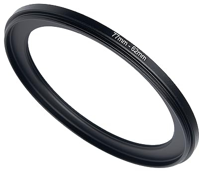 GZNLY Step-Up-Ringfilter-Adapter, 77 mm auf 62 mm, schwarz, Metall, kompatibel mit allen Marken, UV-, CPL ND-Kamera-Objektivfilter, Step-Down-Ring (77 mm-62 mm)