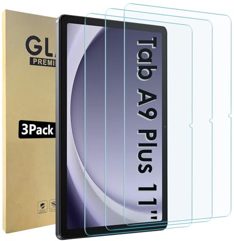 Bigqin 3 Piezas Protector Pantalla Compatible Con Galaxy Tab A9 Plus, 2.5D No Bubble HD Anti-Huella Cristal Vidrio Templado Compatible con Galaxy Tab A9 Plus