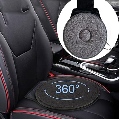 SUQ Autositzkissen, 360 Kissen Rutschkissen Rollstuhl Auto Drehkissen, Plattenspieler Multifunktional für Kissen Stuhl Hocker Einfache Autos, tragbares Memory-Schaumstoff-Sitzkissen (Grau)