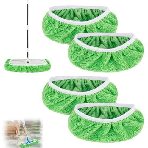 4 Stück Tücher Wiederverwendbare für Swiffer Bodenwischer, Trockene Bodentücher für Swiffer Sweeper Mop, Feuchte und Trocken Universell Bodentücher für die Reinigung von Oberflächen, Holzböden, 25.4cm