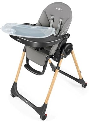 Peg Perego Prima Pappa Follow Me Ambiance Ice: Seggiolone Multifunzione, Lettino, Portatile, Grigio
