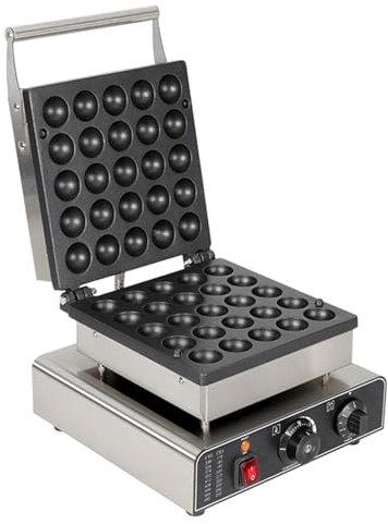 KHZKHC Mini Máquina para Hacer Panqueques Holandeses De 1750 W, Máquina para Hacer Panqueques Eléctrica Comercial Antiadherente, 25 Piezas De Panqueques Redondos, 50-300 ℃ Poffertjes Maker