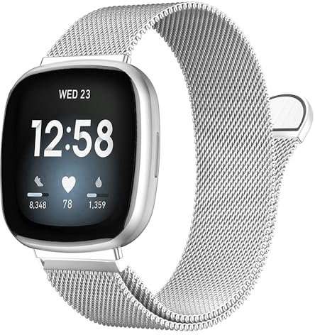Issinlky Metallband Kompatibel mit Fitbit Versa 3/Fitbit Versa 4, Edelstahl Ersatz armband für Fitbit Sense 2/Fitbit Sense Smartwatch