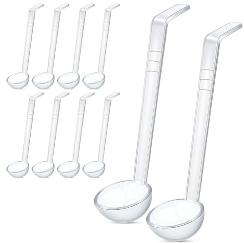 Nudiuhis Lot de 10 mini louches transparentes de 7,8 à 1 once pour sauce - Long bol à punch en plastique - Cuillère de service facile à utiliser