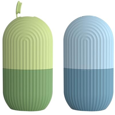 DAZZLUXE Lot de 2 moules à glace pour le visage, rouleau à glace pour le visage, massage de la glace pour le visage, rouleau à glace pour le visage, raffermissement du visage (vert, bleu)