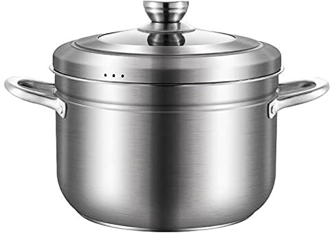 GLJTUO Olla De Vapor, Olla De Sopa, Acero Inoxidable 304 Engrosado, Fondo De Olla Compuesto De 3 Capas Engrosado, Mariscos Al Vapor, Sopa De Pollo Guisada (24 Cm)