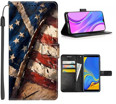 Xioolia Wallet Case for iPhone 15 14 12 13 11 7 8 6s 6 Pro Max Plus mini XR X XS Max SE with America Art-AO8 TPU Leather Card Holder Case