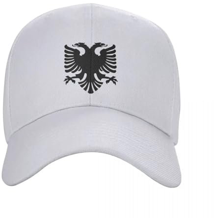 MIATCENRT Outdoor Casual Sommer Cap – Flagge Von Albanien Eagle Baseball Cap Damen Herren Atmungsaktiv Albanian Pride Vintage Einfarbig Verstellbar Papa Hut Sport Sonnenhüte, Weiß, Einheitsgröße