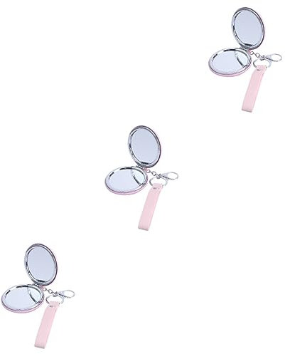 Healeved 3 Pcs Double Miroir Miroir Cosmétique Pendentif Porte-Clés Accessoire Porte-Clés Ornements Miroir Cosmétique Pliant Double Face Porte-Clés Miroir Portable Porte-Clés Miroir