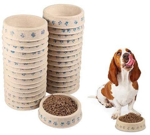 APITOS Disposable Pet Bowls Bulk 30 Pk | Vet-Grade Biodegradable Disposable Dog Bowls | Dog/Cat Travel Bowls | for Small Dogs Or Cats Sturdy And Leakproof for Dry and Wet Dog Food Or Water