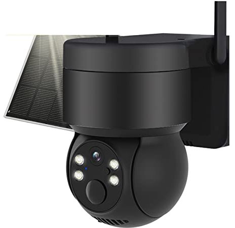 Telecamera IP di sicurezza esterna, Telecamera di sicurezza Telecamera di sorveglianza wireless con batteria ricaricabile Pannello solare PIR Rilevamento umano PTZ Vista a 360° Immagini HD(2.5K Black