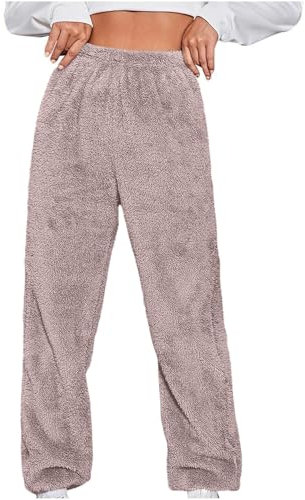 Pantaloni pigiama da donna in pile, morbidi e caldi, con elastico in vita, gamba dritta, invernali, comodi, abbigliamento da notte, 1 viola., XXL
