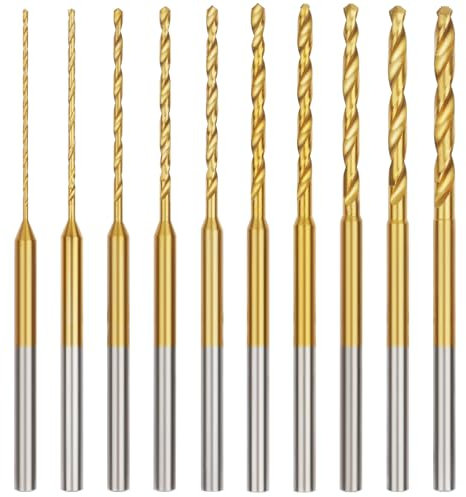 Ainiv Juego de 10 Brocas Helicoidales Pequeñas, 0.6mm a 2.2mm y 2.35mm Mini Amoladora Brocas, Recubiertas de Titanio Taladro Manual para Llaveros, Colgantes, Pendientes, Joyas, Resina y Madera