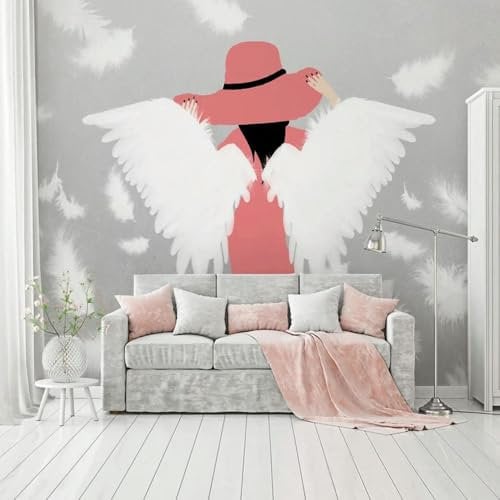 ZEZILE Benutzerdefinierte 3D Tapete Cartoon Engel Mädchen mit Flügeln Fototapete Papier für Wand Kinderzimmer Hintergrund Dekoration