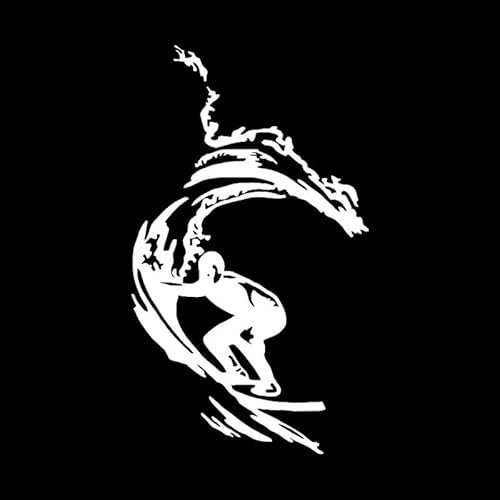 JIFENLI Autoaufkleber 9,7 * 16,9 cm coolste Surfen im Meer Dekor Auto Aufkleber Vinyl Schwarz/Silber Silhouette