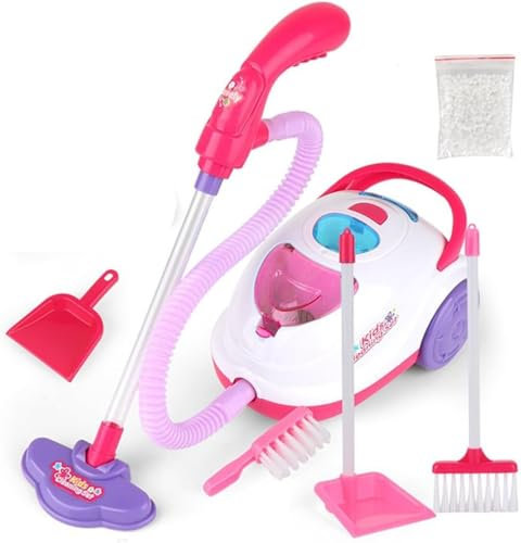 GSV Essentials Kids Toy Vacuum Cleaner Hoover With Accessories, Battery Operated, Vibrant Colour, Educational And Fun, Cleaning Pretend Play Set, Promotes Fine Motor Skills
