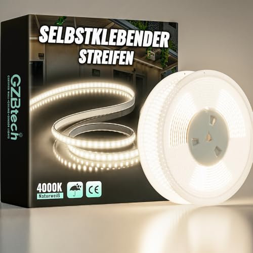 GZBtech Silikon LED Strip Light 20M, 230V 4000K Neutralweiß LED Streifen Schrankbeleuchtung, kürzbar Selbstklebend LED Lichtband für Schlafzimmer Küchen Innen Außen Deko und Kommerzielle Nutzung