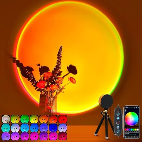 Kangtaixin Sunset Lamp - RGB Sunset Lamp - App Control USB Port LED Projector 360° Rotating Romantic Vision Mood Light, Suitable for Photography, Selfie, Living Room Decoration