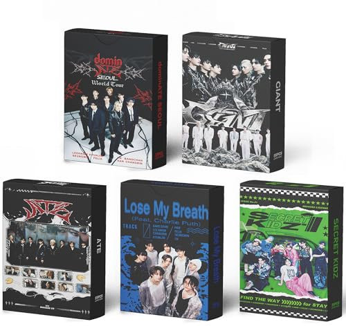 ZHENGGE 5 Stück/275 Stück Stray Kids Lomo Karte Kpop Fotokarten Grußkarte mit Postkartenbox