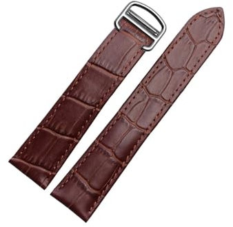 EMAIGlPO 18mm 20mm 22mm Lederarmband passend for Omega/Cartier/Tank Solo Watch Speed Seamaster Bandverschluss Schwarz Braun Armband Armband Gürtel(Brown-Steel-Z4,25mm)