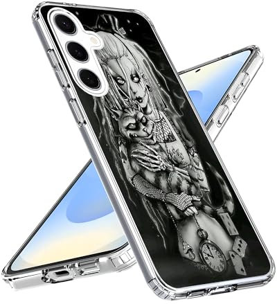 Kompatibel mit Samsung Galaxy S25 Hülle, Dark Horror Alternative Alice TPU Charm für weichen Schutz, transparente Hülle