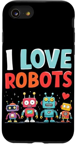 I LOVE ROBOTS Roboter Hülle für iPhone SE (2020) / 7 / 8